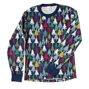 Hanna Anderson Women's Long John pajama top Christmas tree festive M